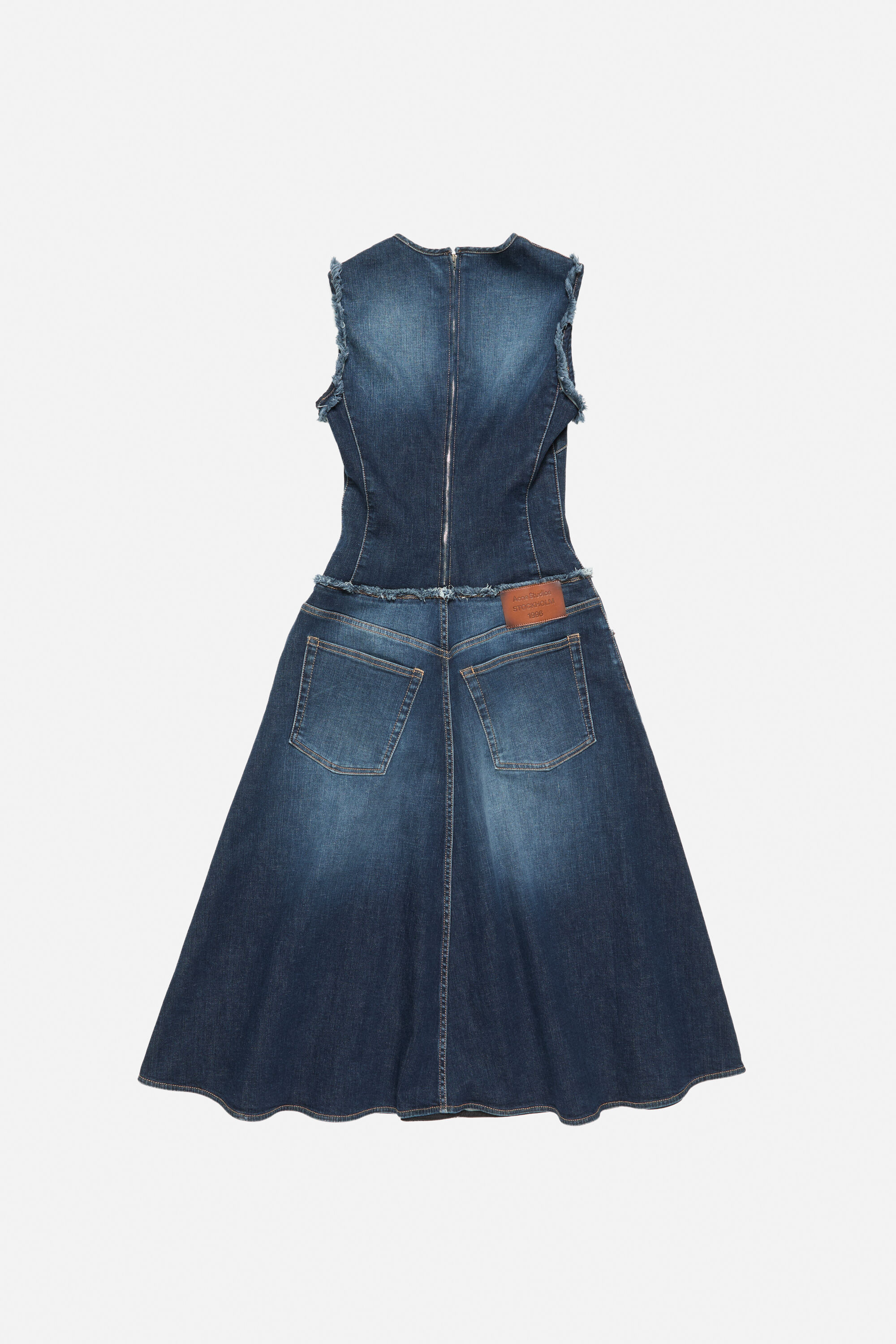 Layered denim midi dress - Dark Blue - 7