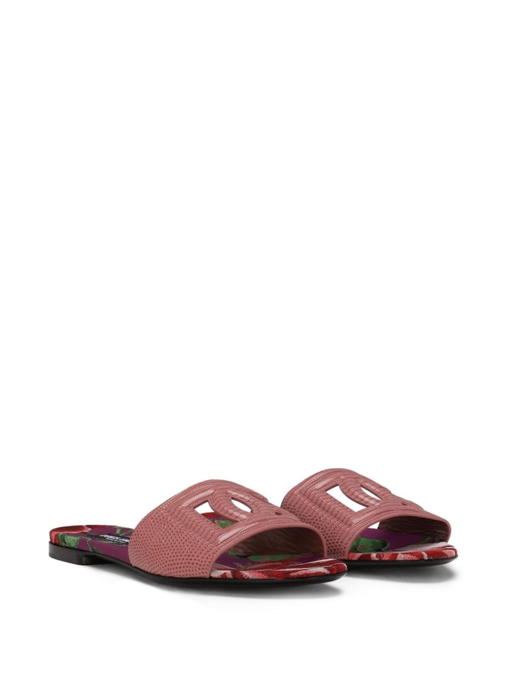 DG lizard-effect leather slides - 2