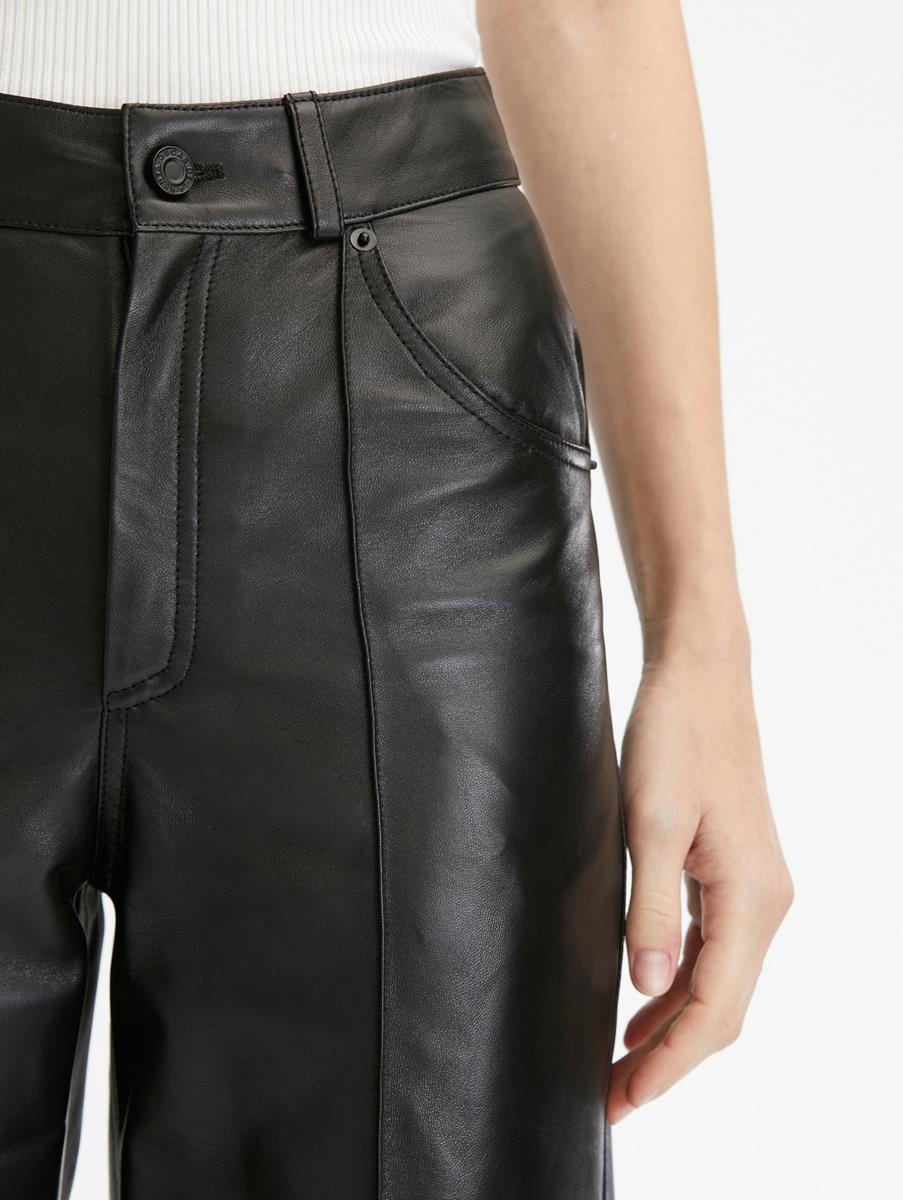 SEAM DETAIL LEATHER PANT - 4