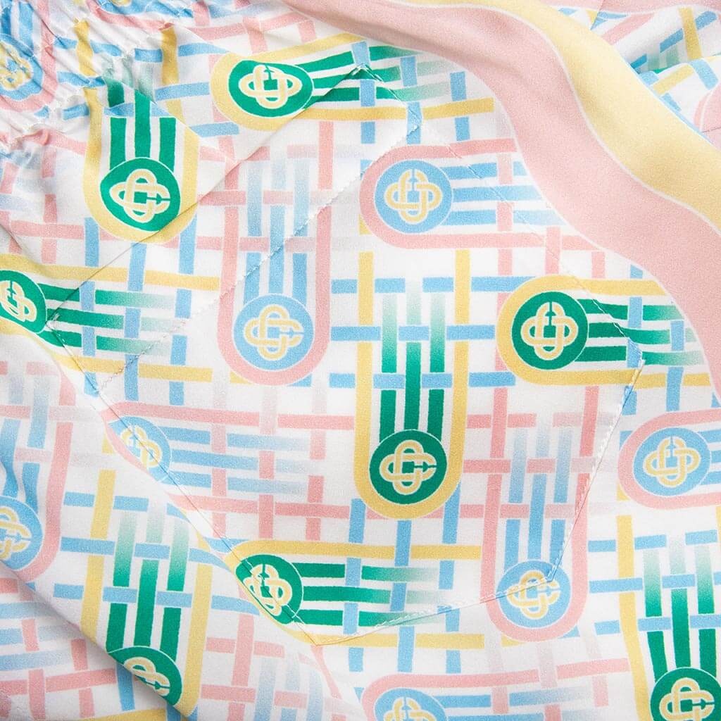 SILK SHORTS WITH DRAWSTRINGS - PING PONG PRINT - 4