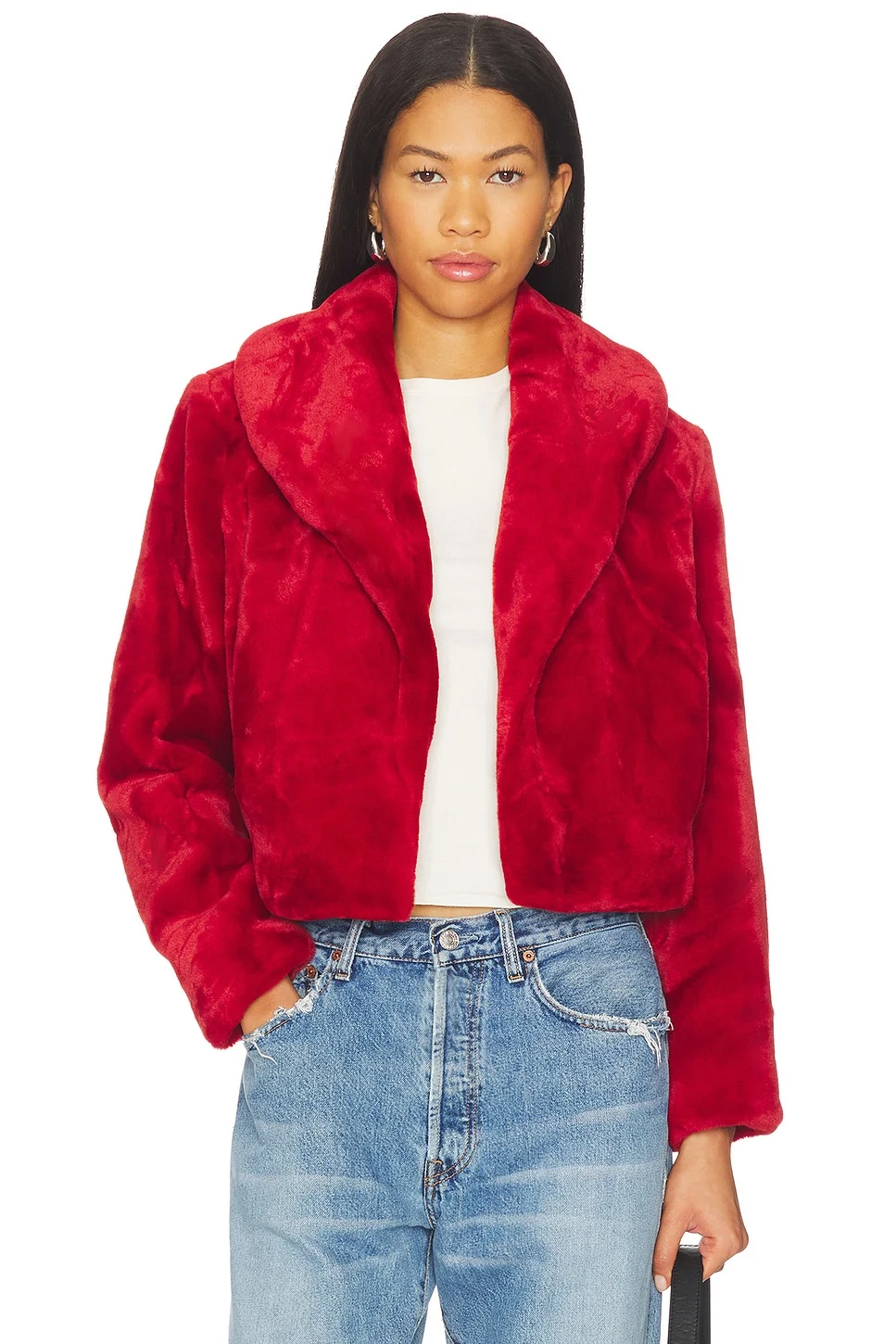 Cropped Faux Fur Coat - 1
