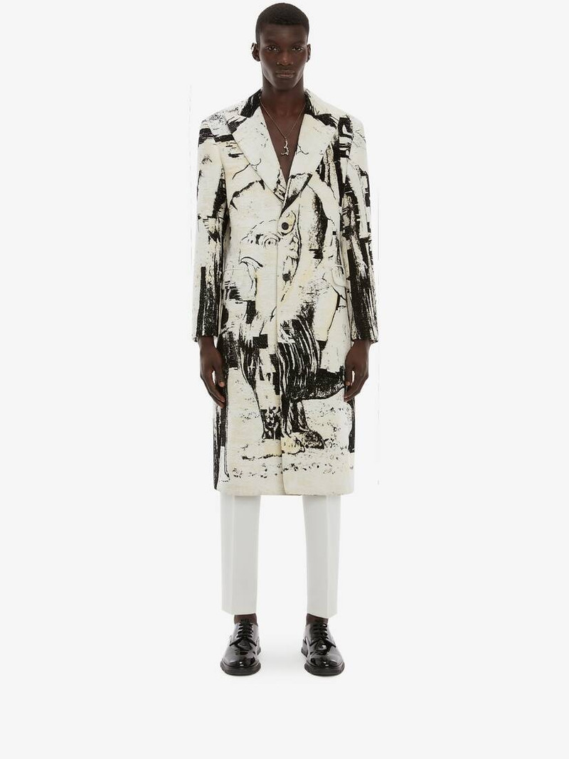 Alexander McQueen Blake Illustration Dante Jacquard Coat in Multicolor outlook