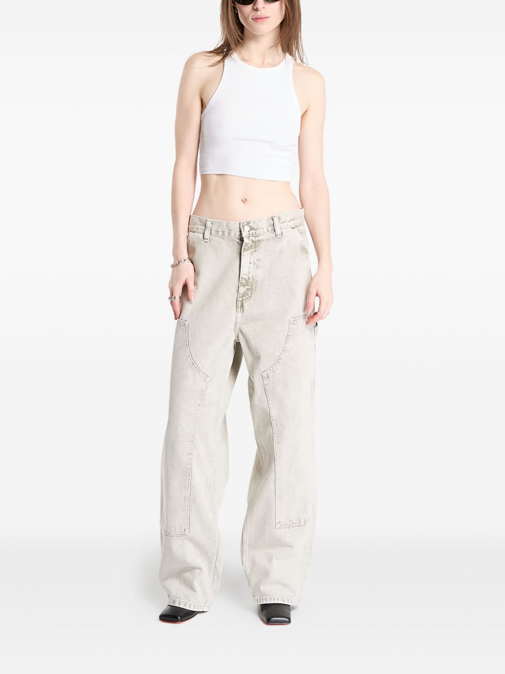 panelled cotton trousers - 2