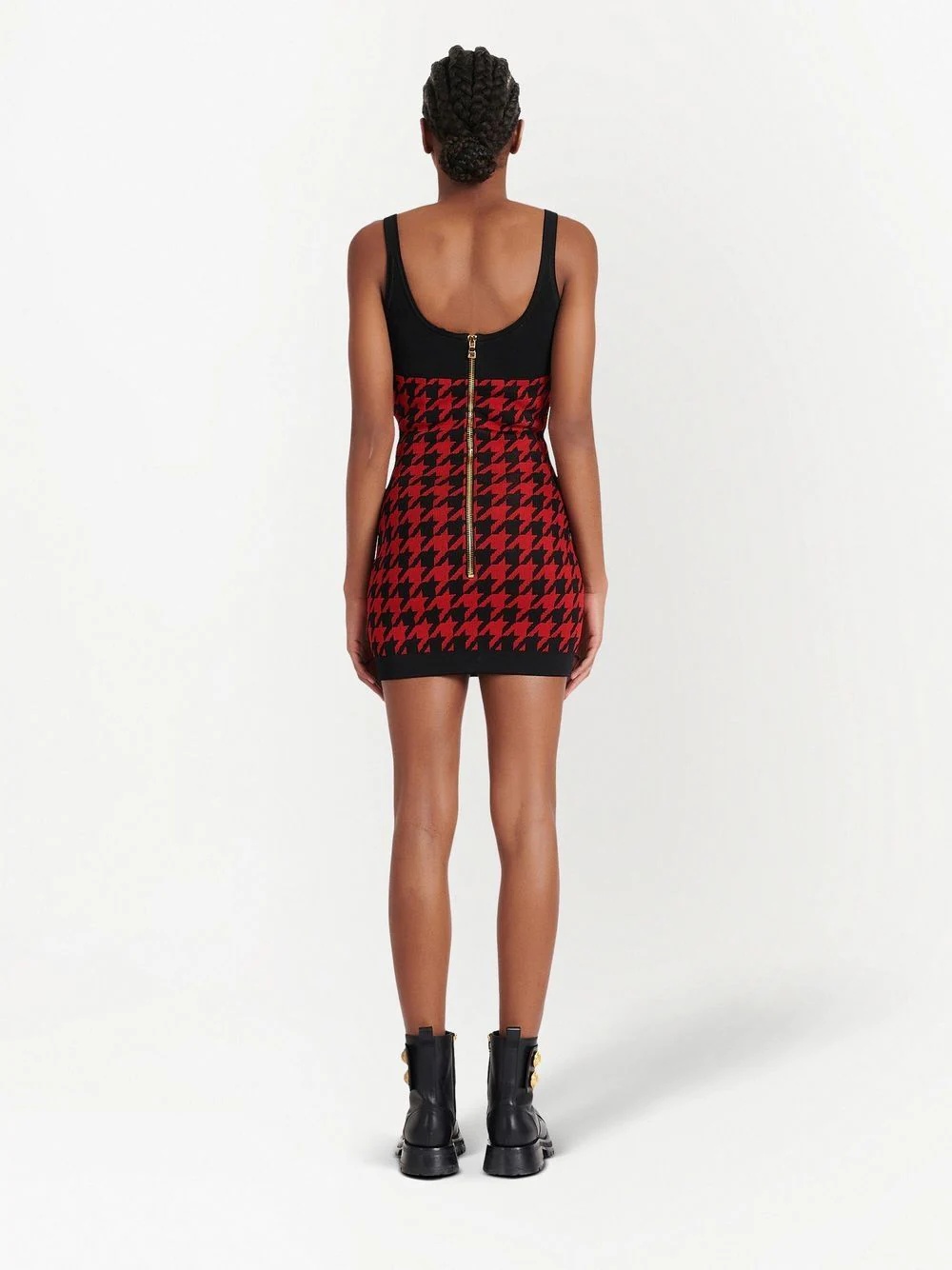 houndstooth fitted dress - 4