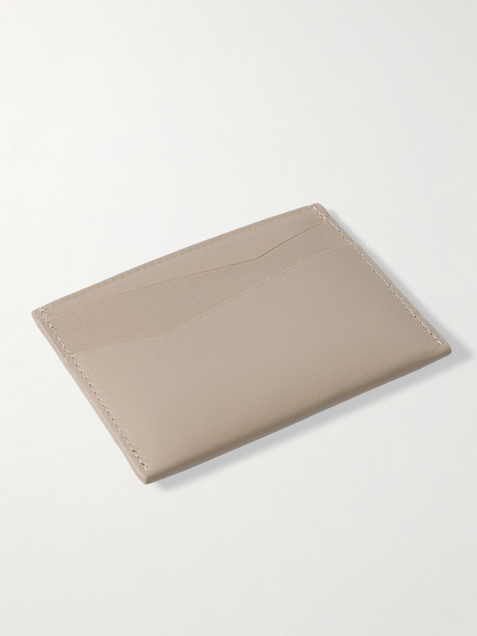 Puzzle Logo-Debossed Leather Cardholder Beige - 2