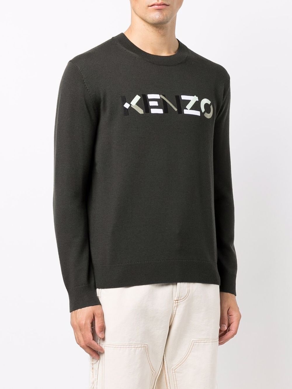 logo-print wool jumper - 3