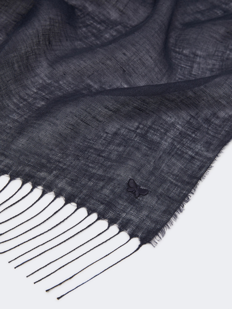 SIONBIO Linen stole with fringes - MIDNIGHTBLUE 3