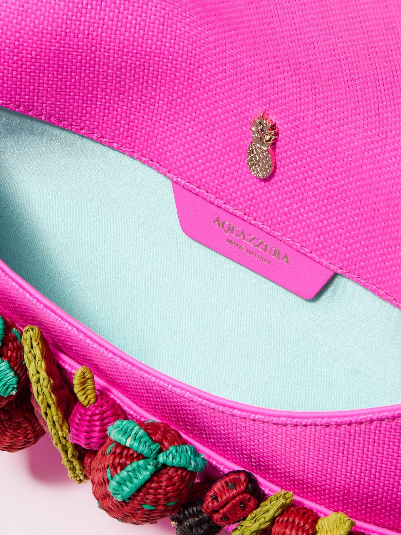 Strawberry Punch embellished raffia clutch - 5