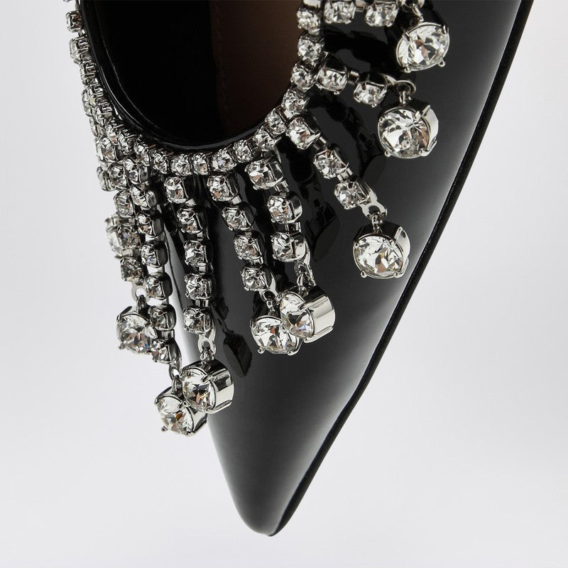 Gucci Black Patent Leather Pump With Crystal Chain Women - 5
