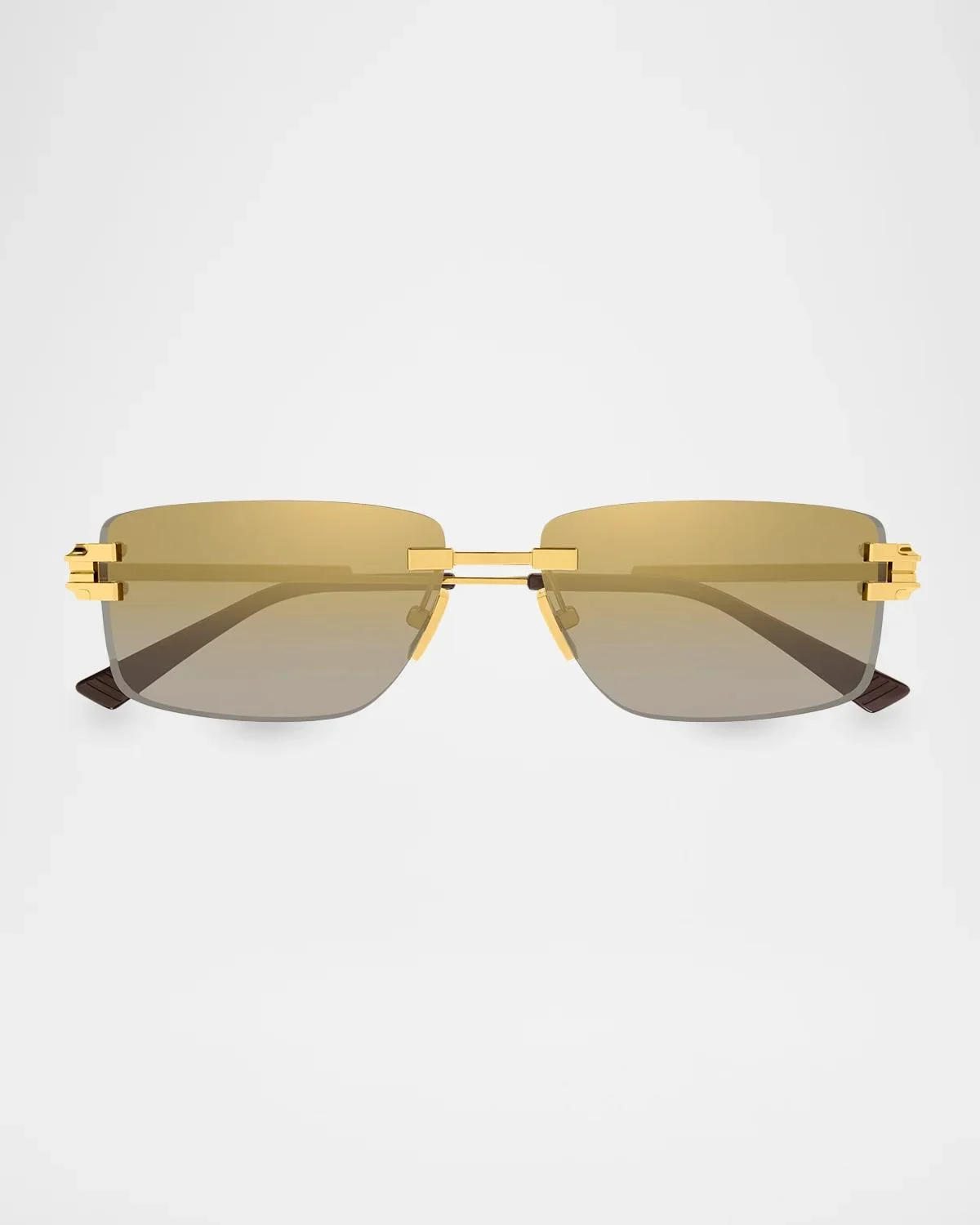 Men's BV1511S Step Ribbon Rimless Metal Rectangular Sunglasses - 1