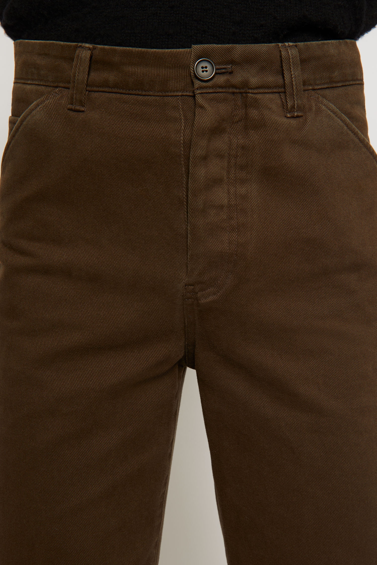 Straight-leg twill chinos dark oak - 6