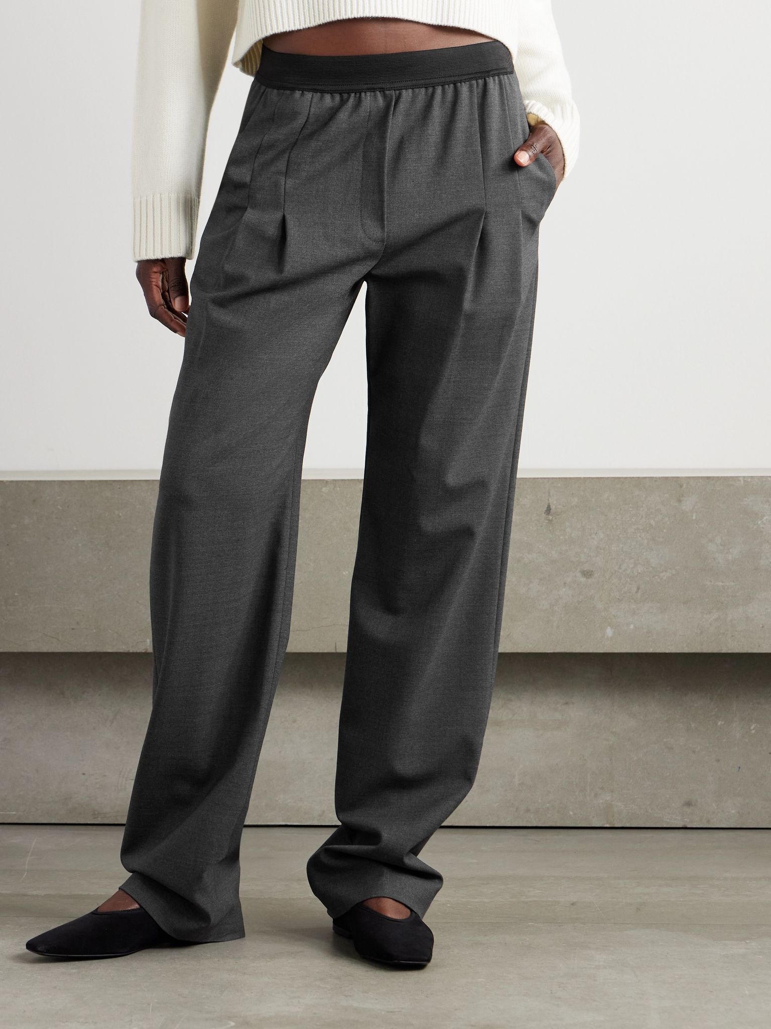Niro pleated grain de poudre wool-blend straight-leg pants Dark gray - 3