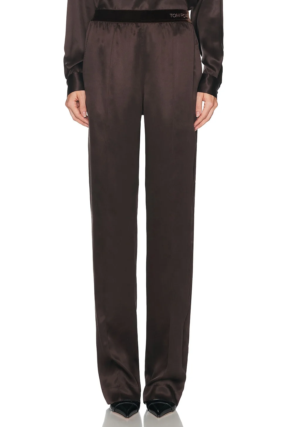 Silk Satin Straight Leg Pant - 1