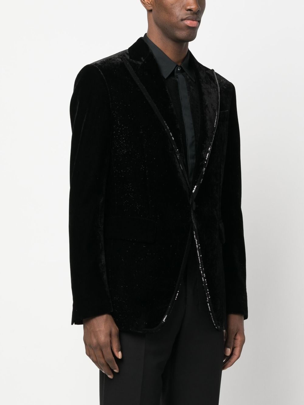 sequined-trim velvet blazer - 3