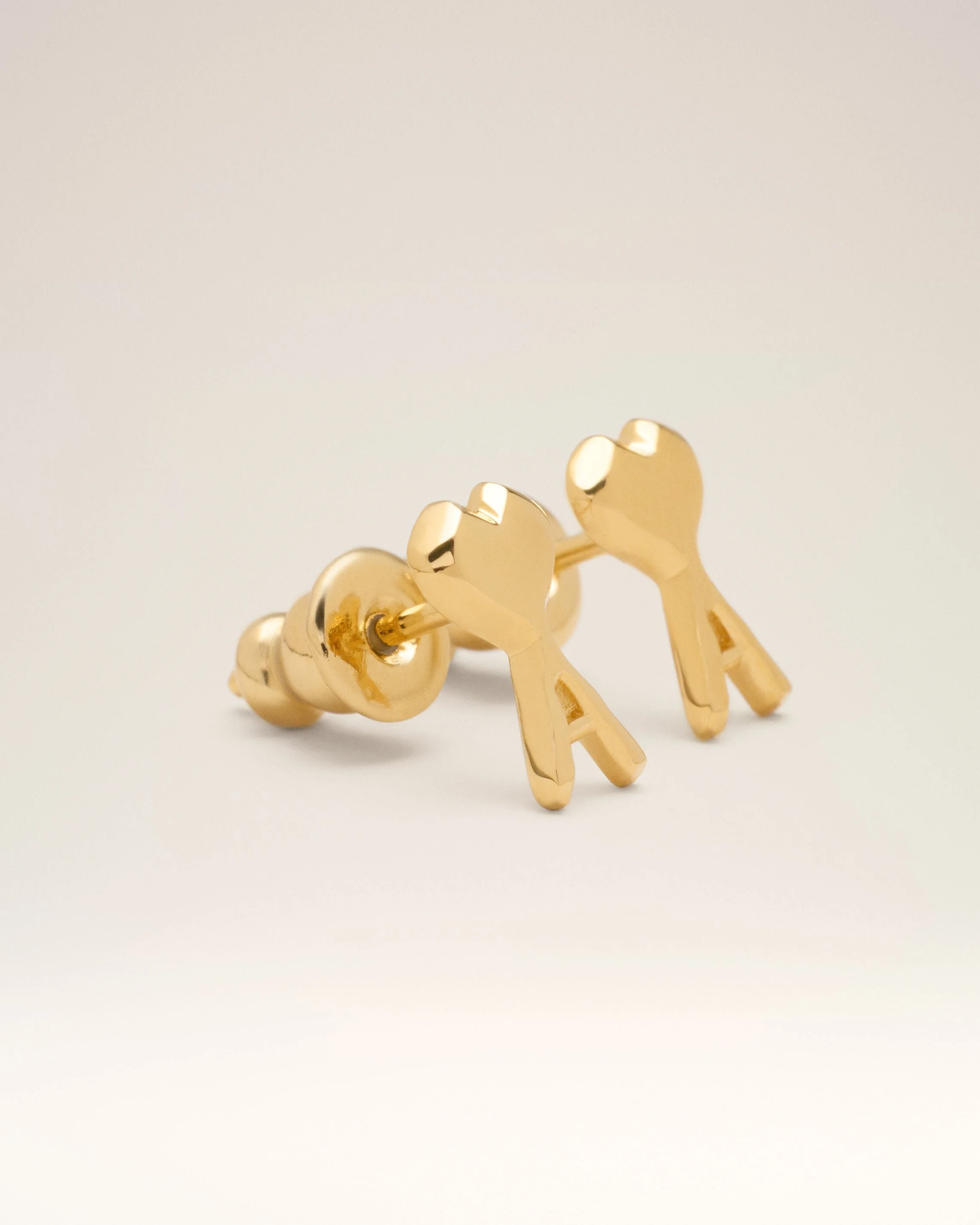 GOLD BRASS AMI DE COEUR HAMMERED EARRINGS - 1