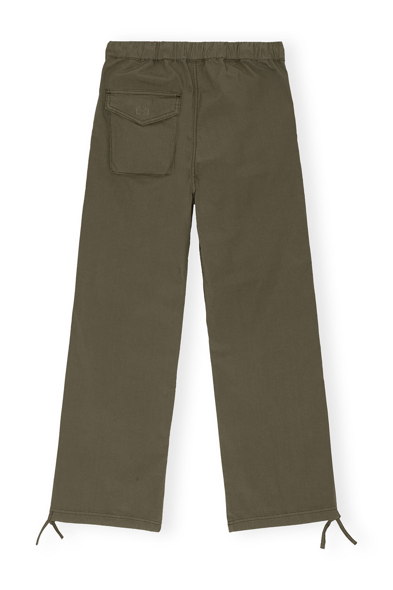 GREEN WASHED COTTON CANVAS DRAWSTRING TROUSERS - 1