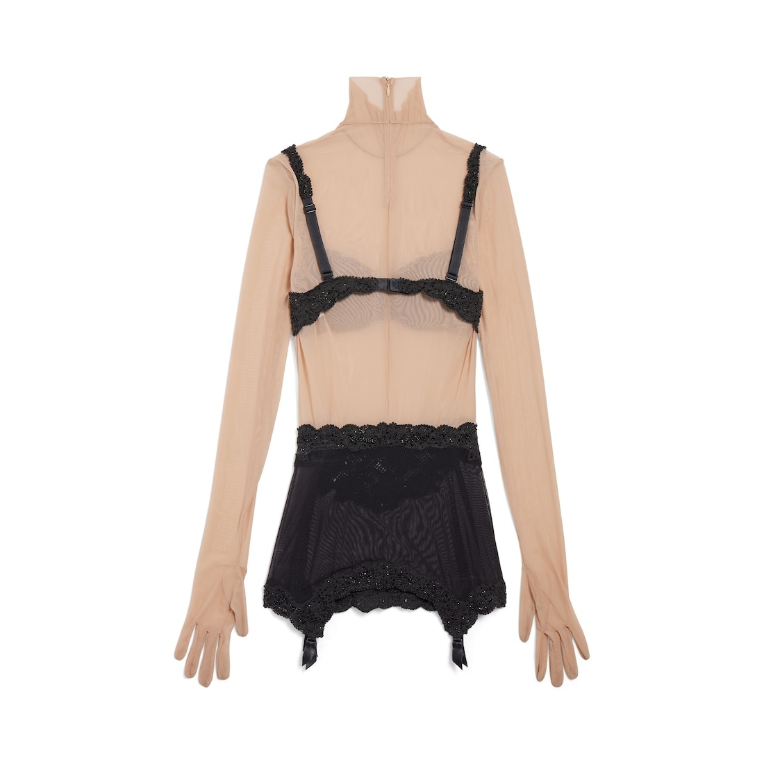 Women's Trompe L'œil Suspender Belt Dress in Black - 5