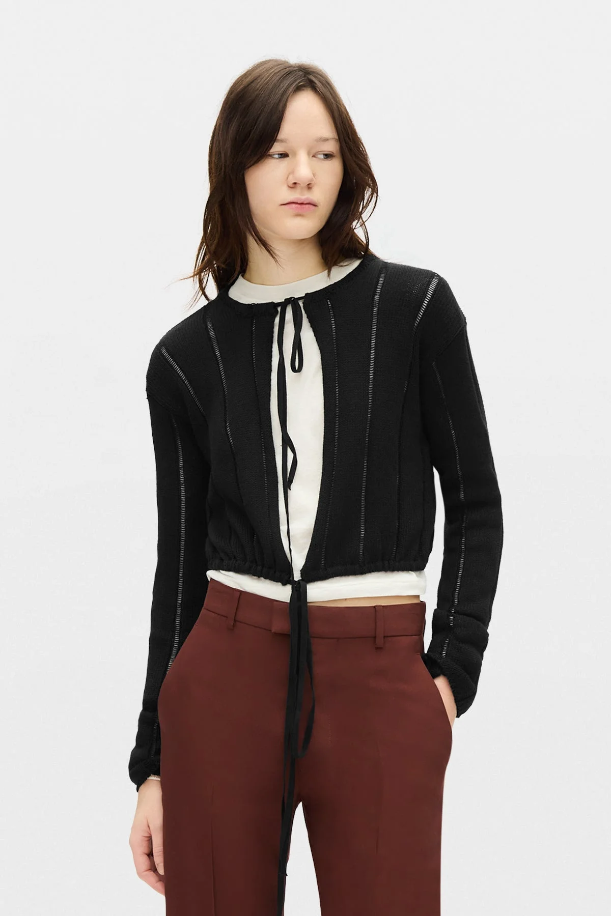 Jacklin Brushed Rib Cropped Cardigan - 1