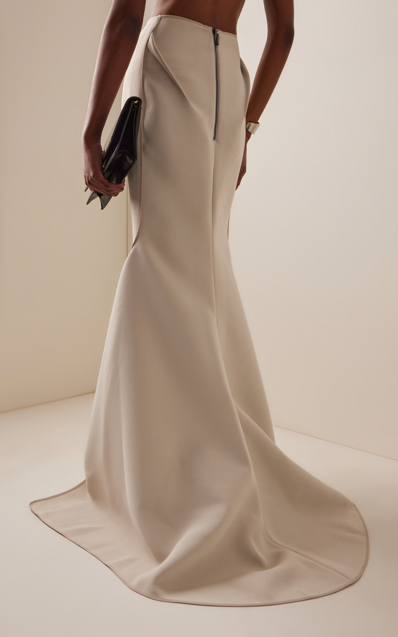 Snaking Bonded-Crepe Maxi Skirt off-white - 4