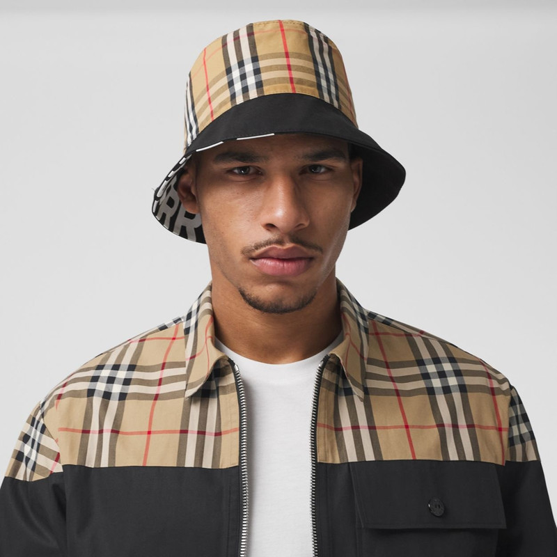 Reversible Logo Print Cotton Gabardine Bucket Hat 10