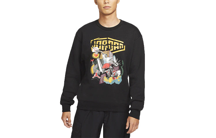 Men's Air Jordan DNA Funny Printing Athleisure Casual Sports Fleece Pullover Black DC9616-010 - 3
