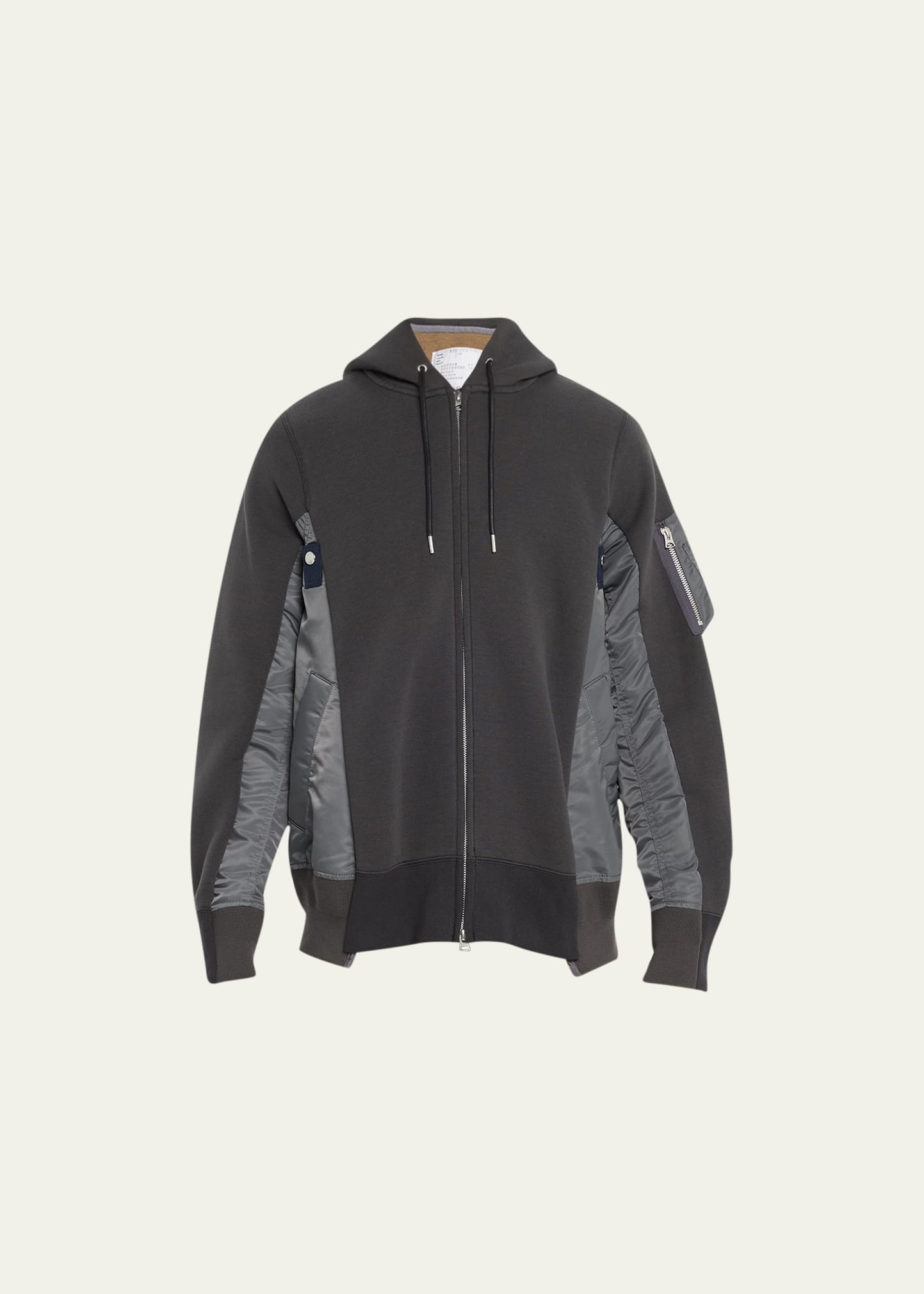 Men's Mixed-Media Zip Hoodie - 1