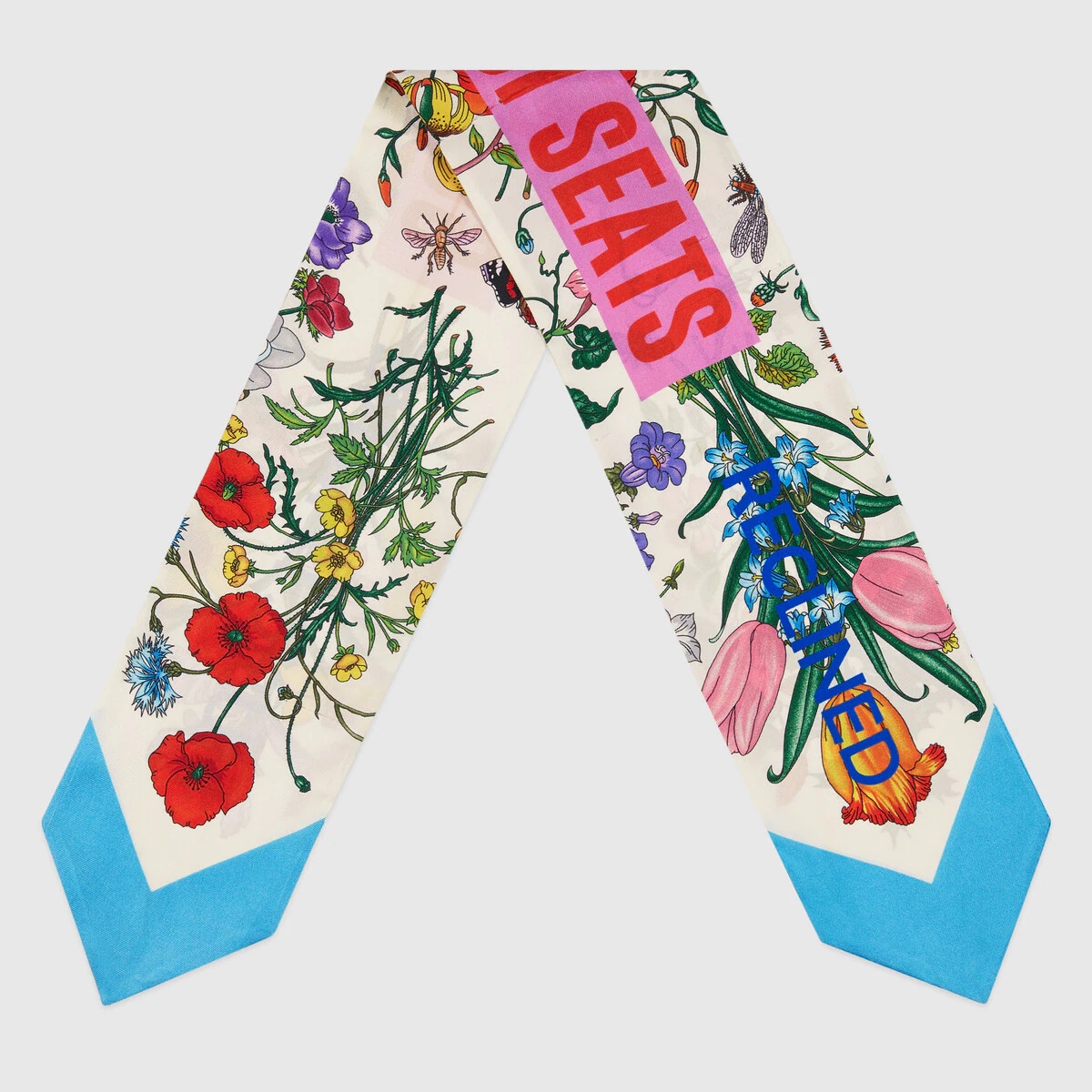 Gucci 100 Flora print twill neck bow - 2