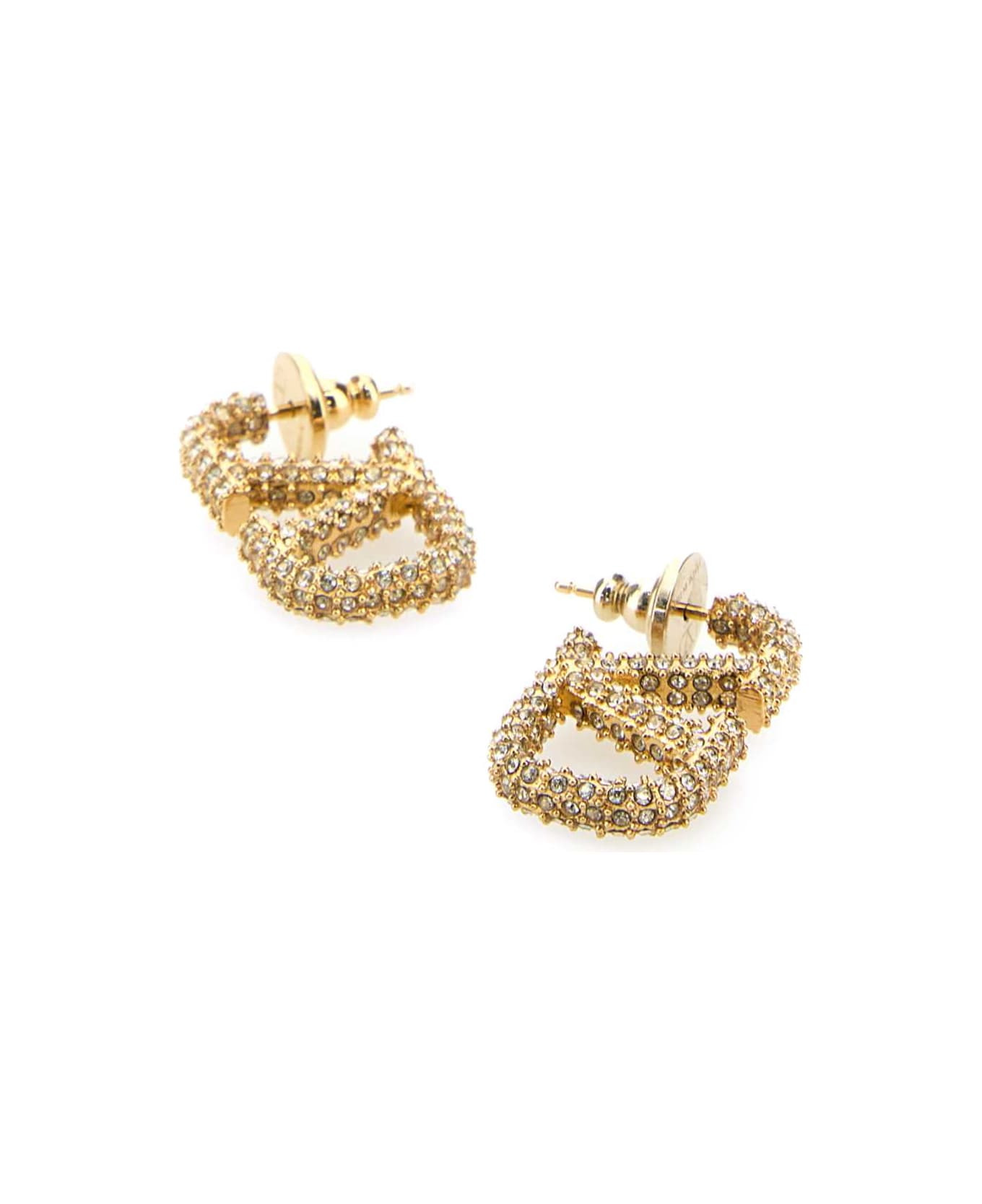 Embellished Metal Vlogo Signature Earrings - 2