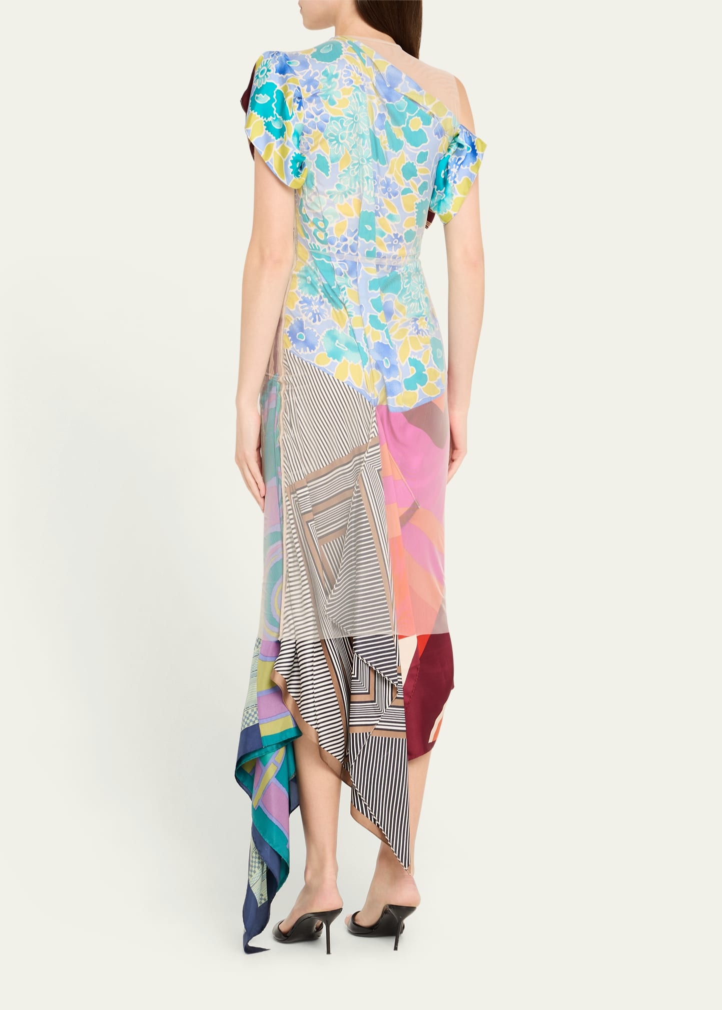Regenerated Silk Scarves Long Fitted Dress - 3