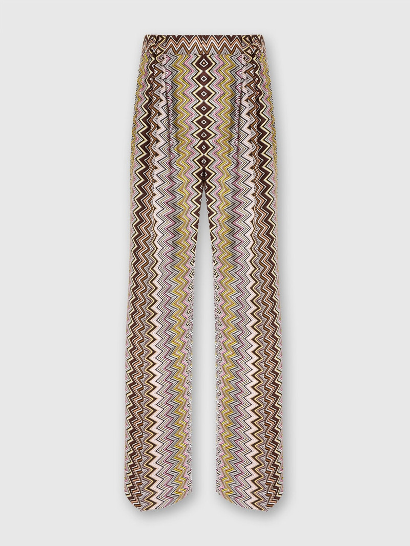 Zig zag viscose trousers with pleats 1