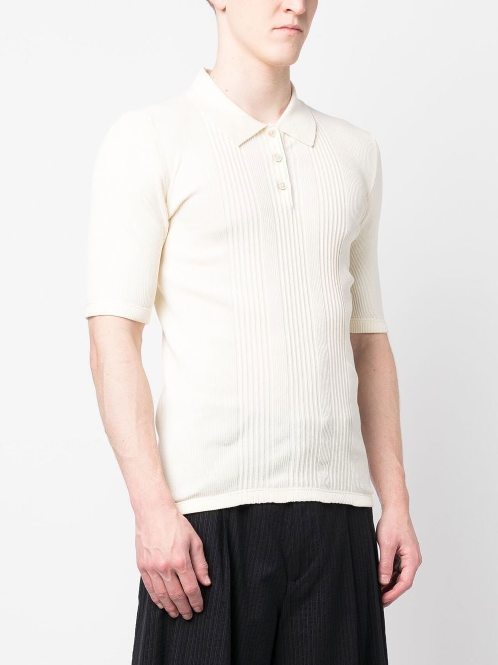ribbed short-sleeved polo shirt - 3