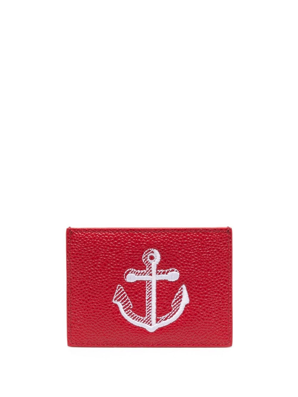 anchor-embroidered leather cardholder - 1