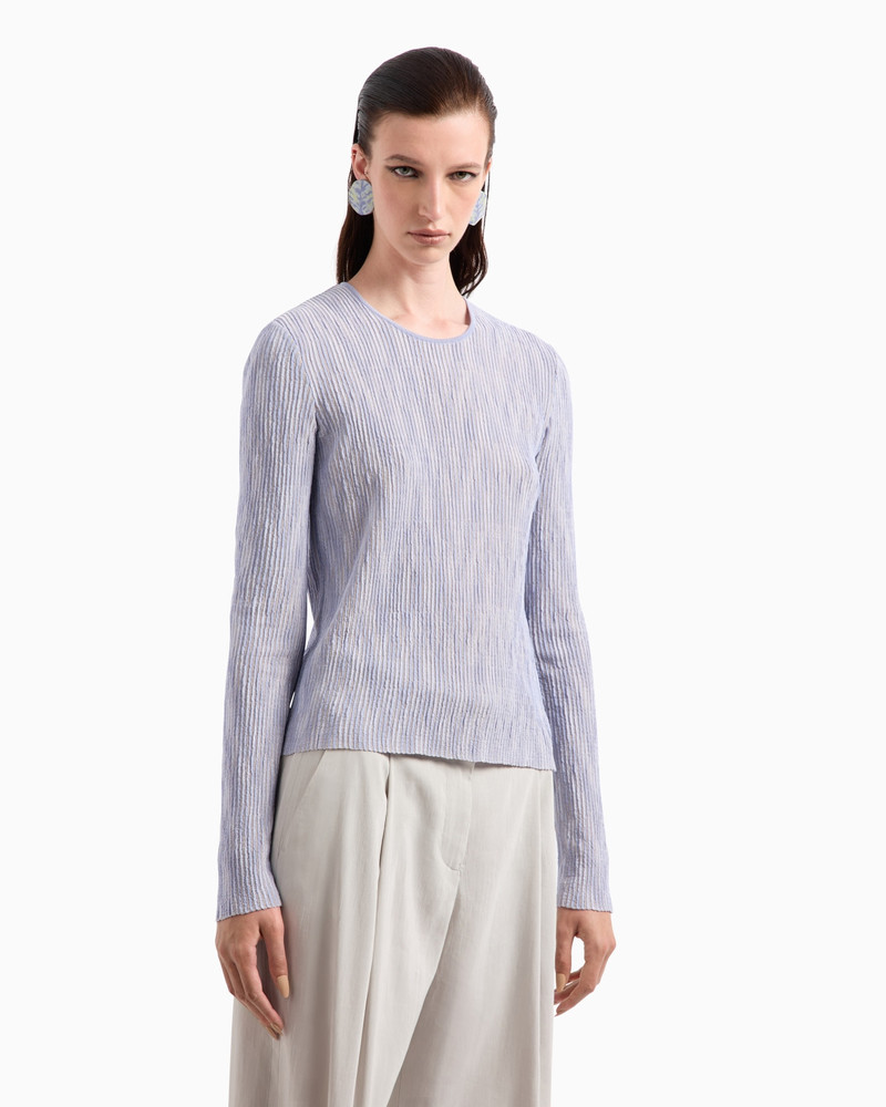 GIORGIO ARMANI CUPRO AND VISCOSE BLEND CREW-NECK JUMPER outlook