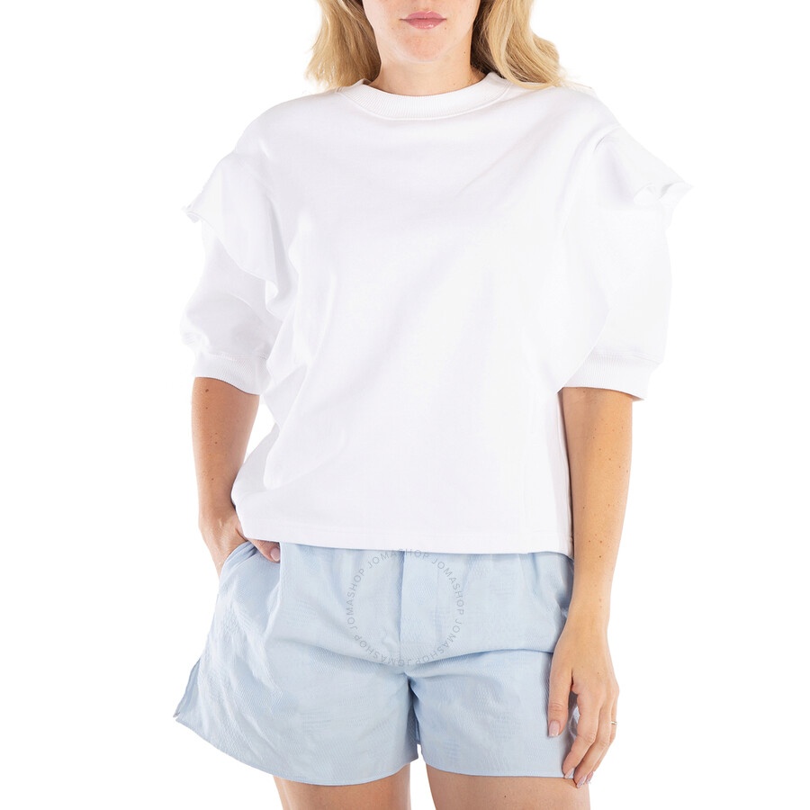 Chloe Ladies White Layered Design-Sleeves Cotton Top - 3