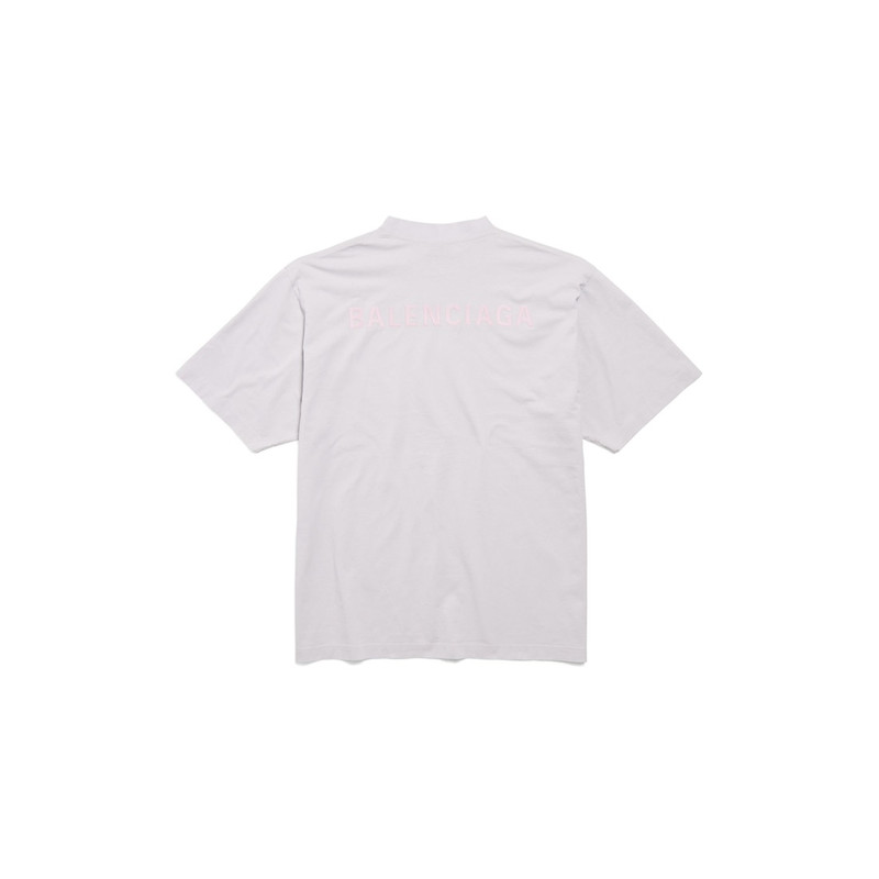 BALENCIAGA Men's Balenciaga Back T-shirt Medium Fit in Dirty White/baby-pink outlook