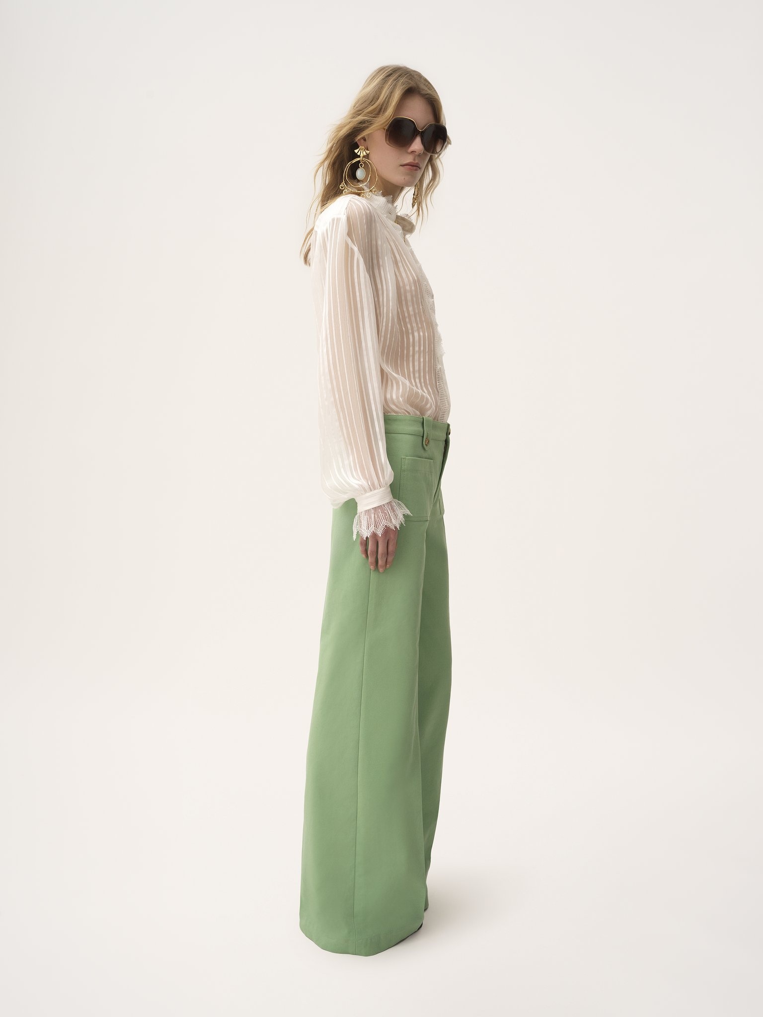 FLARED PANTS IN COTTON CANVAS - 3