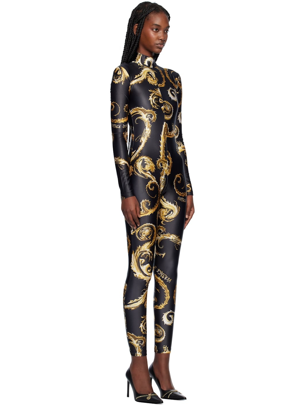 Black & Gold Chromo Couture Catsuit - 2