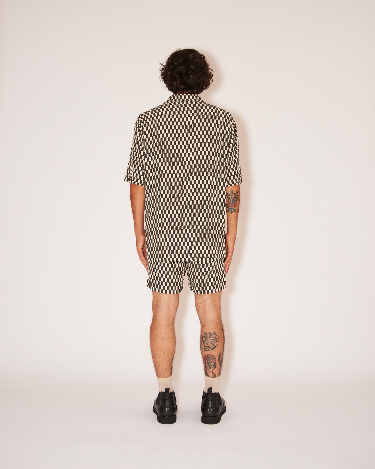 MAITHO - Cotton checkered shirt - Creme&black - 4