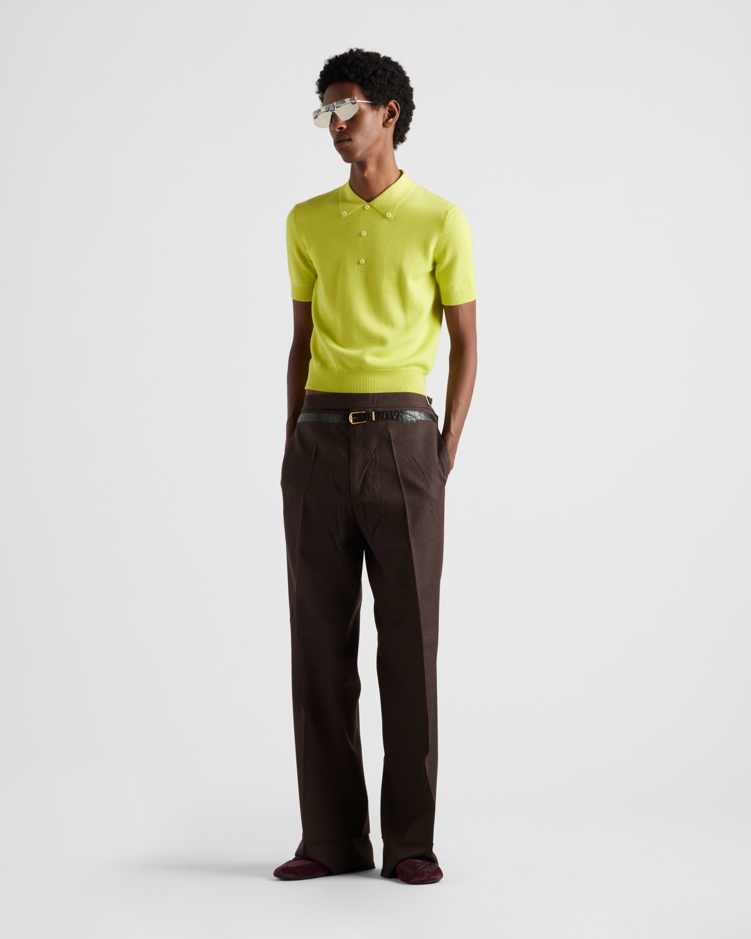 Mohair and silk pants with printed belt - 2