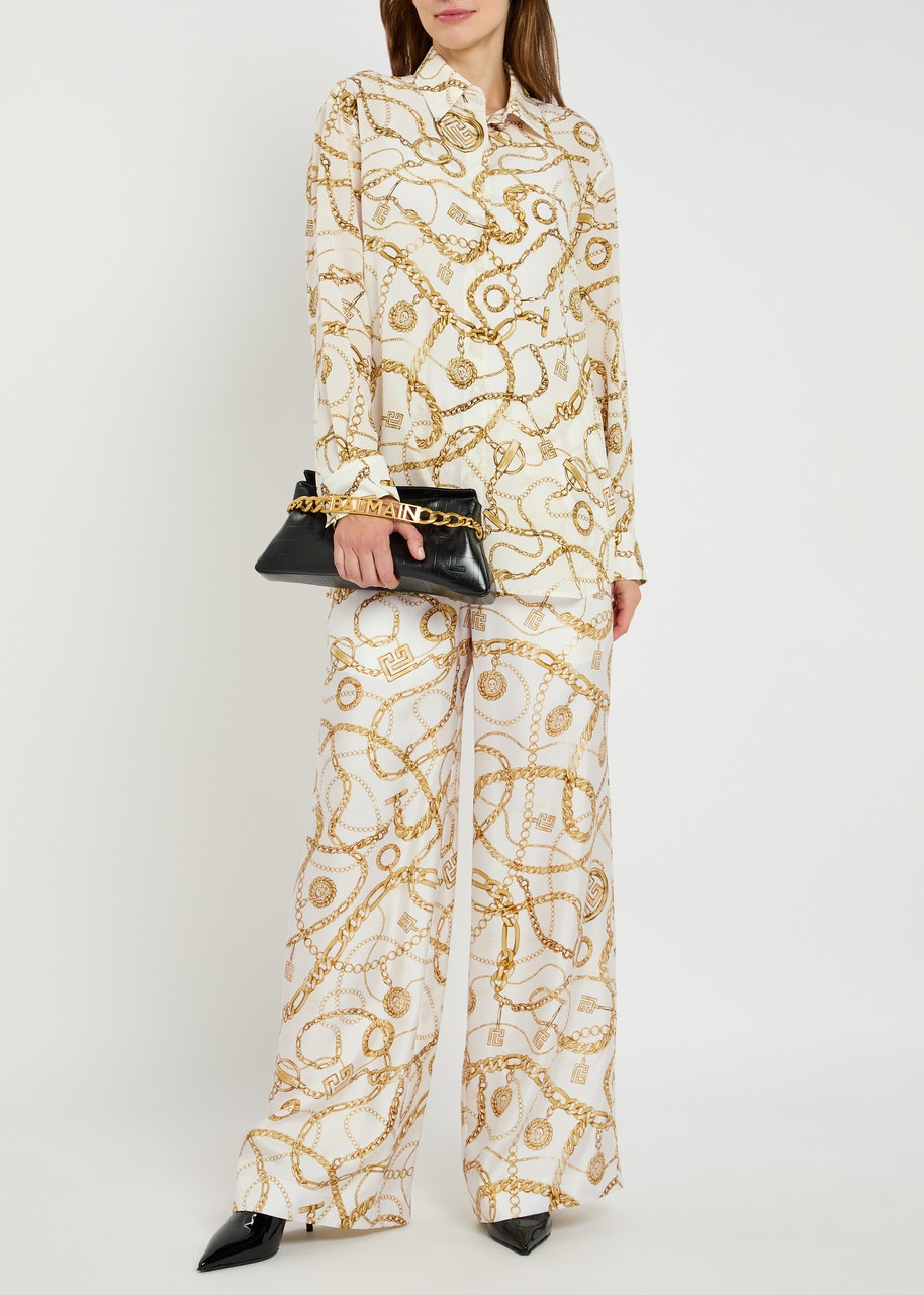 Balmain Printed Silk Trousers - 4