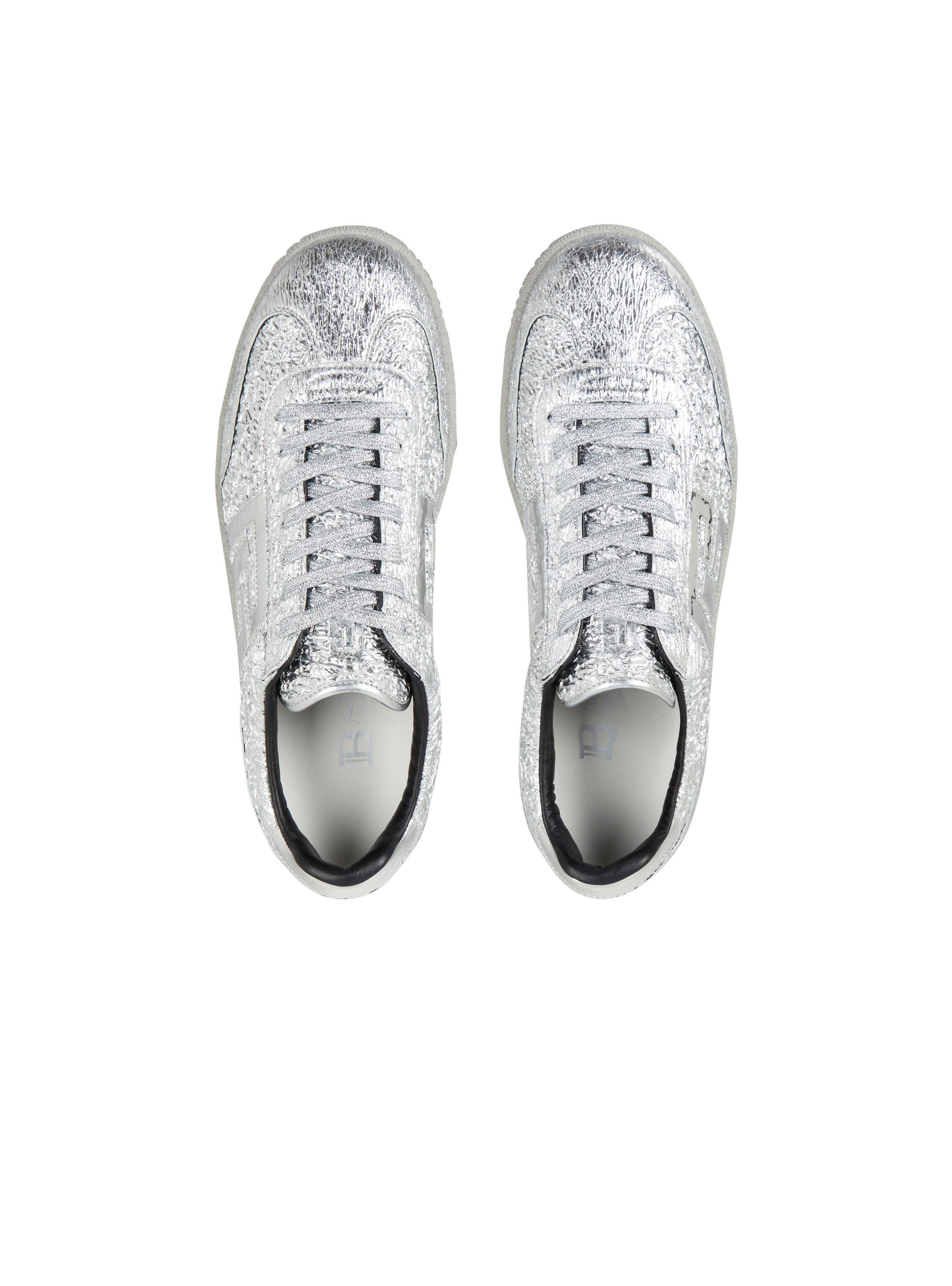 Balmain Swan silver leather sneakers - 3