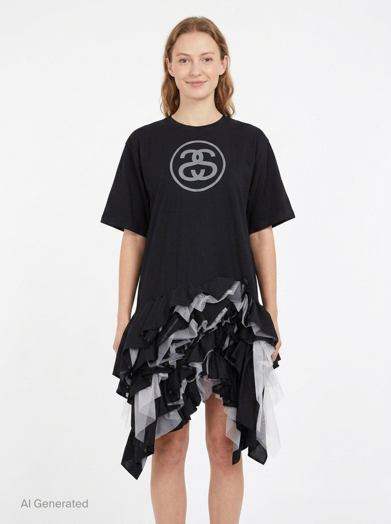 Graphic Ruffled Hem Dress 4