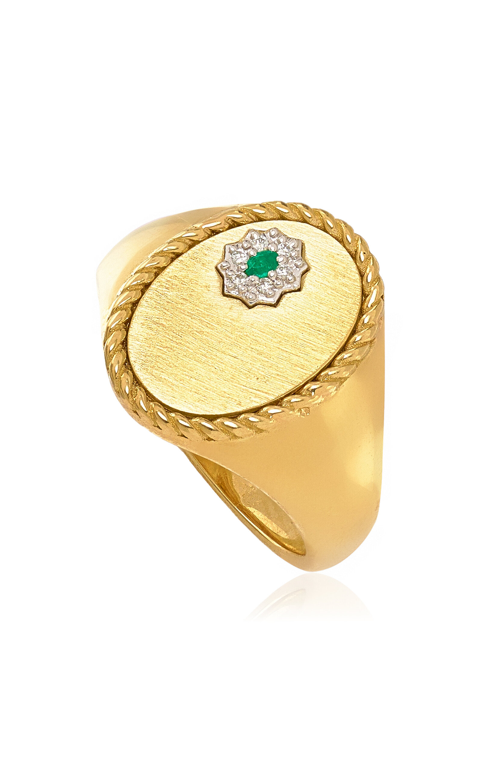 9K Yellow Gold, Diamond, And Emerald Ring green - 3