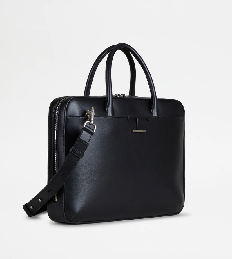 TIMELESS SLIM BRIEFCASE IN LEATHER MEDIUM - BLACK 3