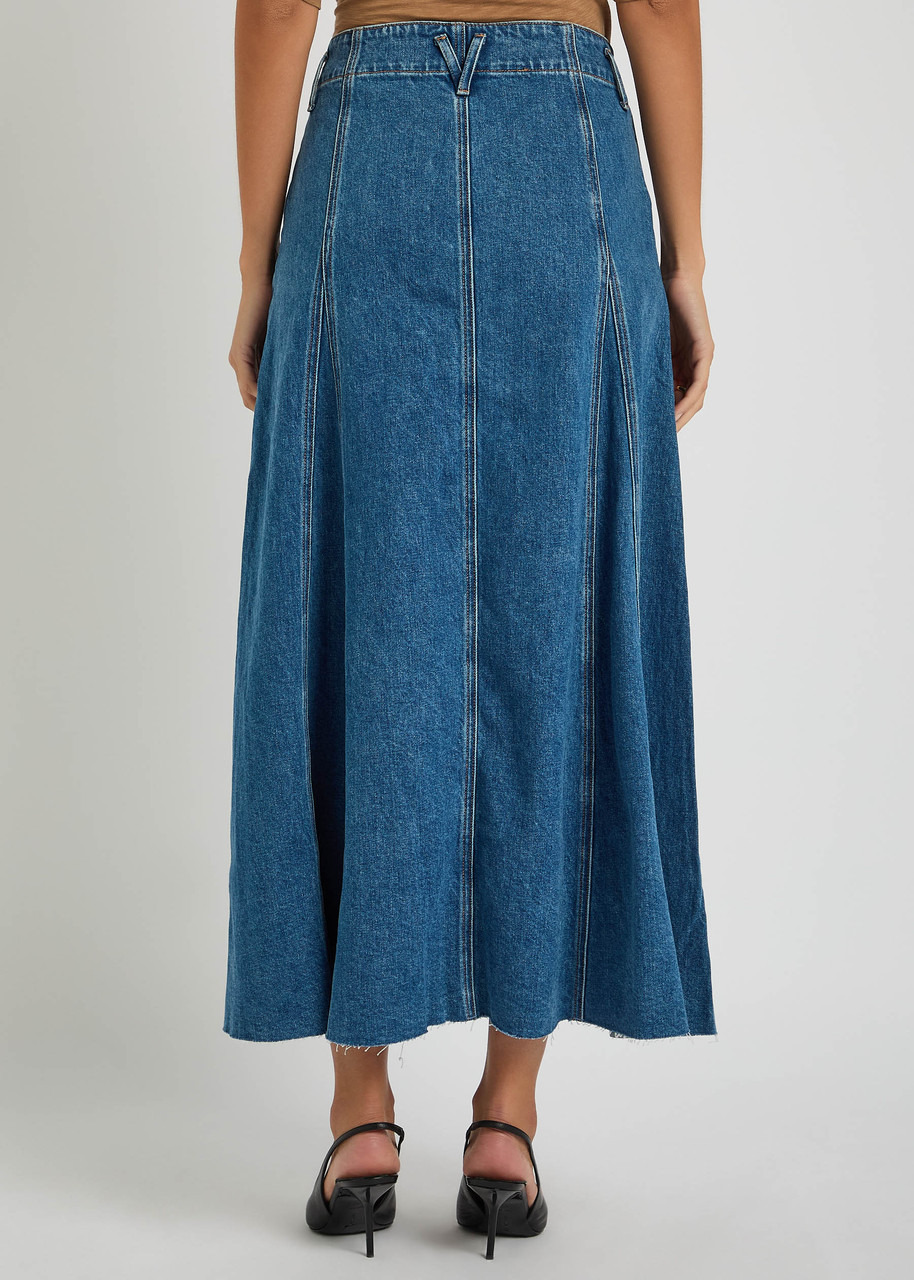 Veronica Beard Alix Panelled Stretch-denim Midi Skirt - 3
