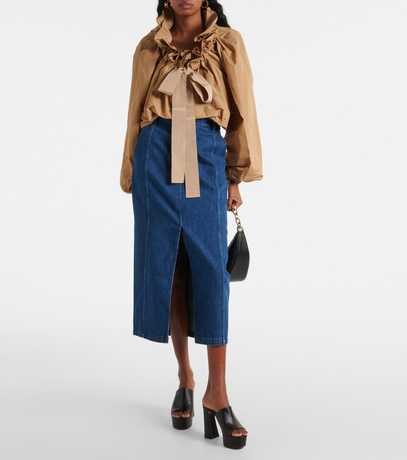 PATOU organic cotton-denim slit midi skirt outlook