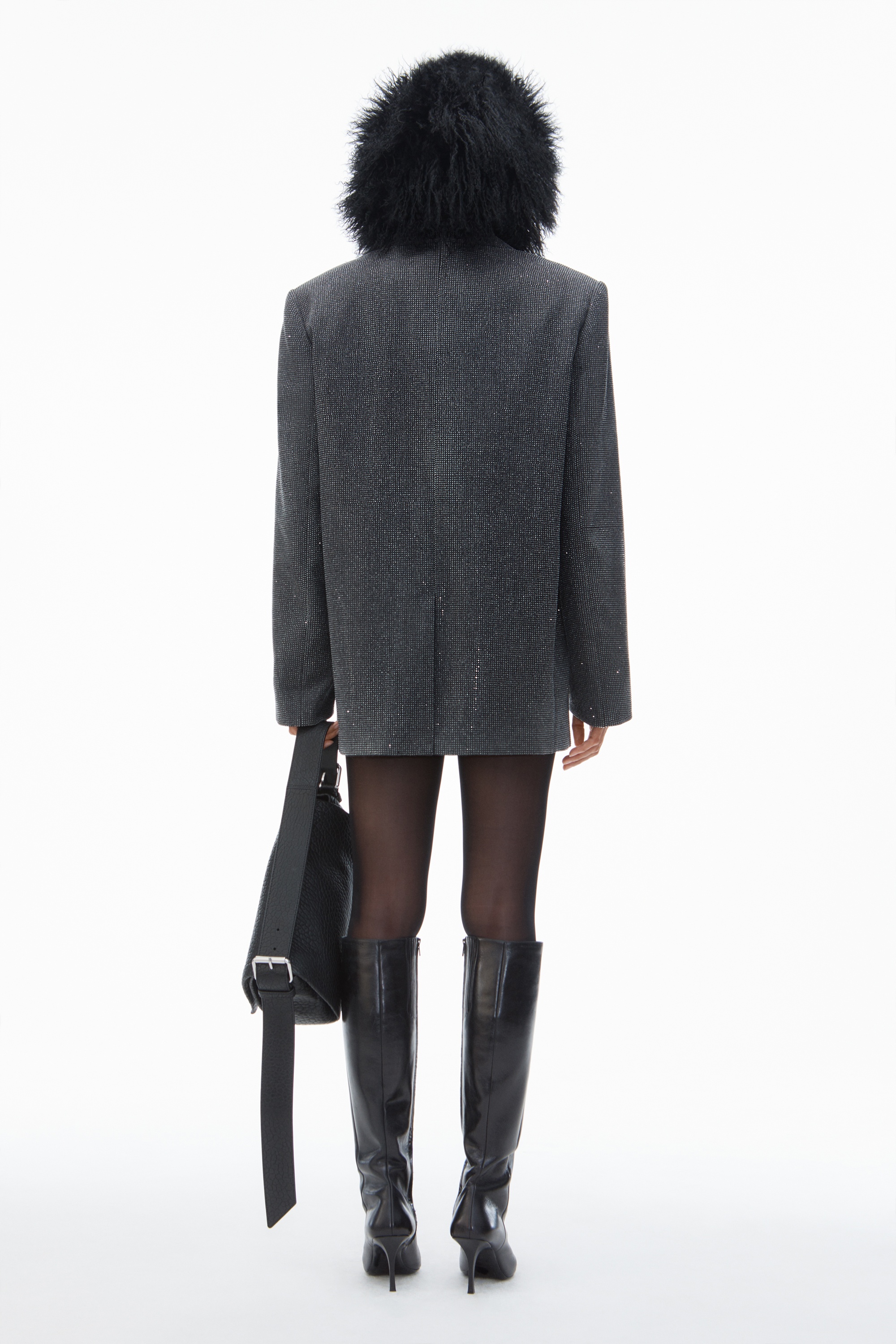 Boxy Oversize Blazer in Wool Will with Clear Bead Hotfix - 5