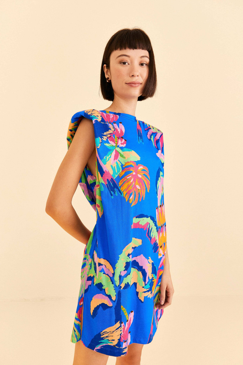 Blue Painted Jungle T-Shirt Dress 1