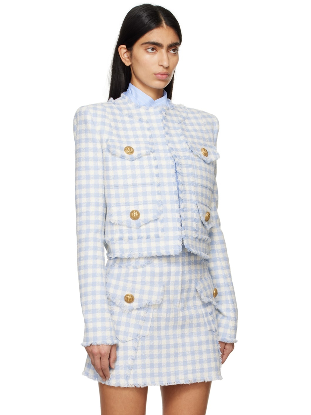 Blue & White Check Jacket - 2
