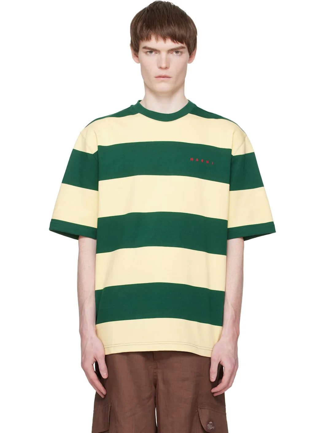 Green & Yellow Maxi-Stripe Cotton T-shirt - 1